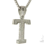 CZ Silver Initial(T) Pendant 24 Inches Franco Chain Set 58488 - Image 2