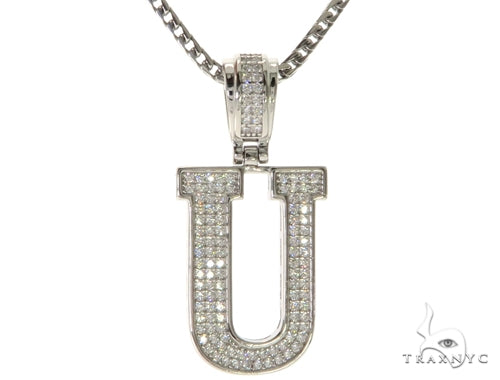 CZ Silver Initial(U) Pendant 24 Inches Franco Chain Set 58489 - Image 1