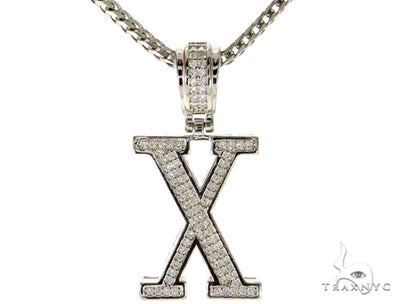 CZ Silver Initial(X) Pendant 24 Inches Franco Chain Set 58492 - Image 1