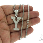 CZ Silver Initial(Y) Pendant 24 Inches Franco Chain Set 58493 - Image 4