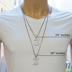 CZ Silver Initial(Z) Pendant 24 Inches Franco Chain Set 58494 - Image 6