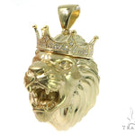 Large Crown Lion Head Diamond Pendant 49161 - Image 5