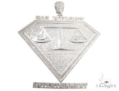 Cubic Zirconia .925 Sterling Silver Custom Large Pendant 64142 - Image 1