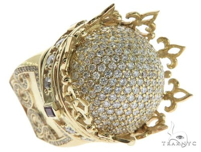 Custom Made 14K Yellow Gold Prong Diamond Royal Crown Ring 63886 - Image 1