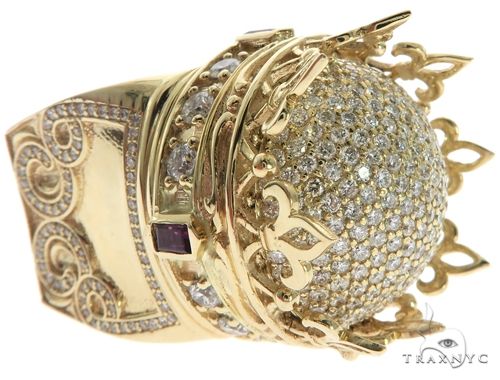 Custom Made 14K Yellow Gold Prong Diamond Royal Crown Ring 63886 - Image 2
