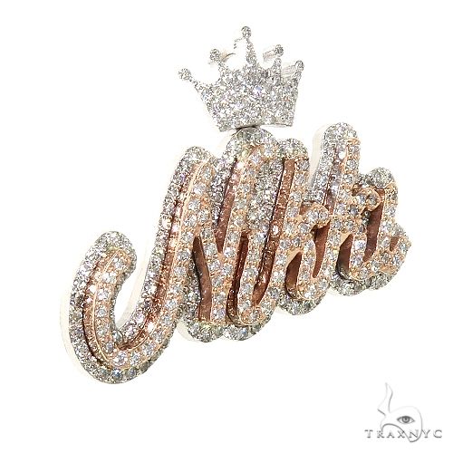 Custom Made Crown Name Diamond Pendant 67250 - Image 2