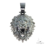 Custom Made Silver Black Rhodium Lion Head Pendant 67110 - Image 1