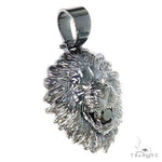 Custom Made Silver Black Rhodium Lion Head Pendant 67110 - Image 2