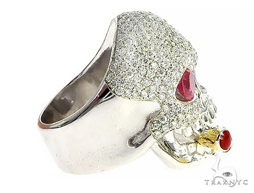 Custom Made Skull Ring With Cigar 65668 - Image 3