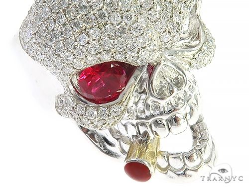 Custom Made Skull Ring With Cigar 65668 - Image 4