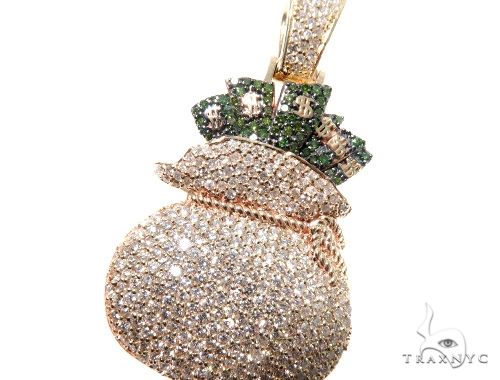 Custom Prong Diamond Money Bag Pendant 64213 - Image 5