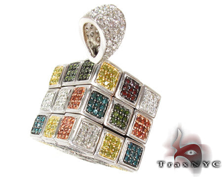 Custom Rubik's Cube Diamond Pendant 28079 - Image 2