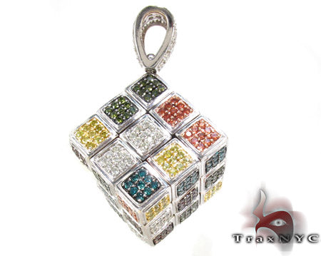 Custom Rubik's Cube Diamond Pendant 28079 - Image 4