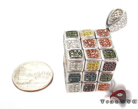 Custom Rubik's Cube Diamond Pendant 28079 - Image 6