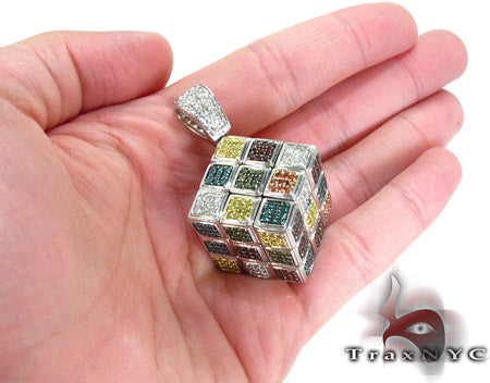 Custom Rubik's Cube Diamond Pendant 28079 - Image 7