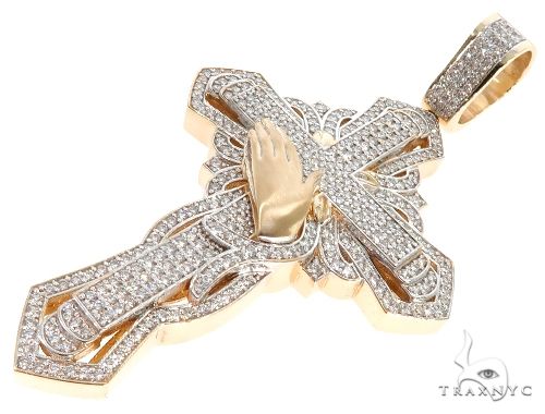 Custom TraxNYC Diamond Cross Crucifix with Praying Hands 64014