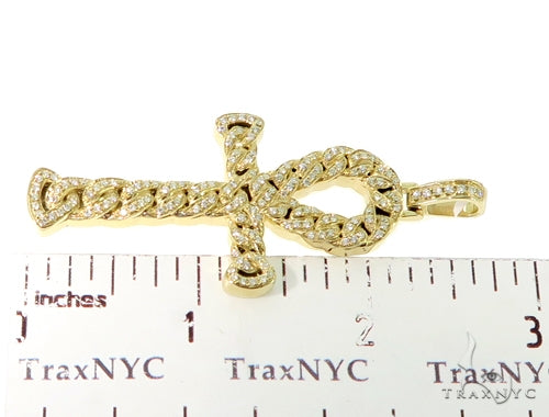 14K Yellow Gold Diamond Ankh Cross Crucifix Pendant 56545 - Image 7