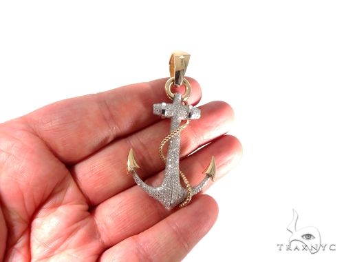 Flower Set Diamonds Anchor Charm Pendant 64073 - Image 9