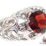 Mens Patterned Garnet & Silver Ring 31714 - Image 1