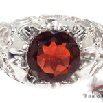 Mens Patterned Garnet & Silver Ring 31714 - Image 2