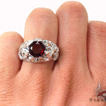 Mens Patterned Garnet & Silver Ring 31714 - Image 7