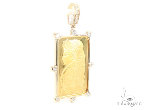 Gold Pamp Suisse Bar Diamond Pendant 43564 - Image 2