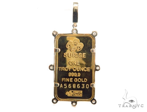 Gold Pamp Suisse Bar Diamond Pendant 43564 - Image 4