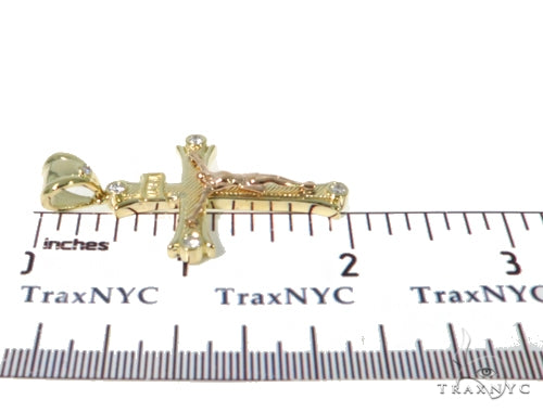 10K Yellow Gold Diamond Cross Crucifix 45414 - Image 5