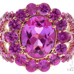 Ladies Pink Sapphire Halo Flower Ring 57698 - Image 2