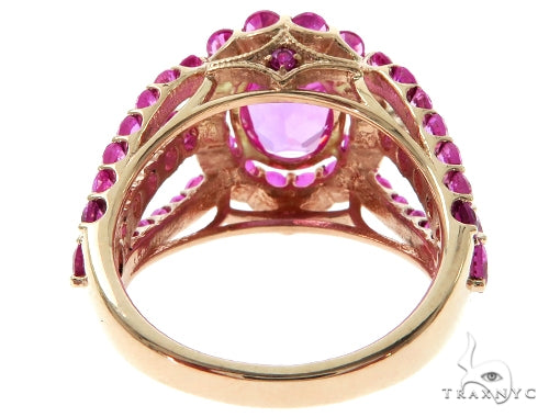 Ladies Pink Sapphire Halo Flower Ring 57698 - Image 5