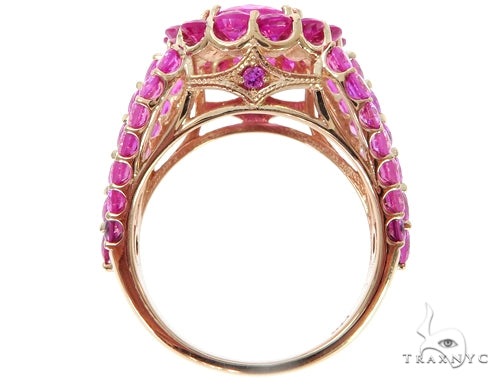Ladies Pink Sapphire Halo Flower Ring 57698 - Image 6
