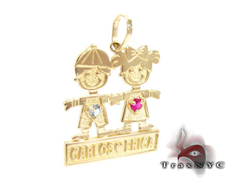 Little Kid Couple Gold Pendant 28021 - Image 2