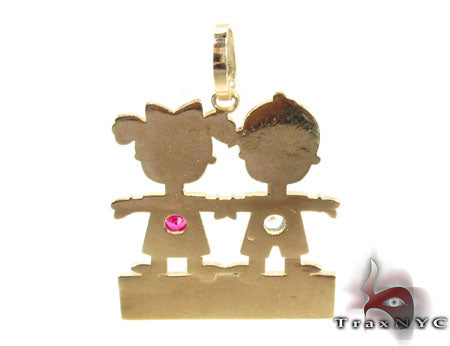 Little Kid Couple Gold Pendant 28021 - Image 3