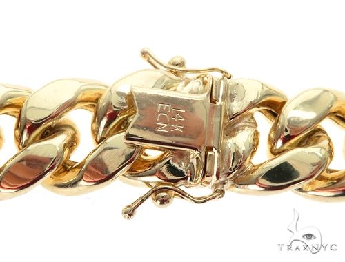 Miami Cuban Chain Hollow 14K Yellow Gold 28 Inches 11mm 65158 - Image 6