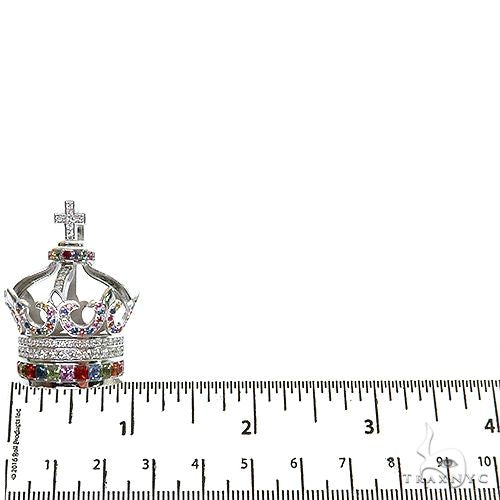 Multi Color Sapphire and Diamond Crown Pendant 68895 - Image 5
