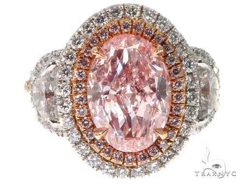 Oval Cut Fancy Pink Diamond Halo Engagement Ring 64567 - Image 2