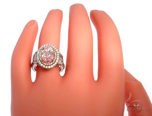 Oval Cut Fancy Pink Diamond Halo Engagement Ring 64567 - Image 9