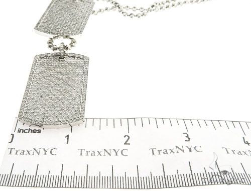 Pave Diamond Double Dog Tag Pendants Moon Cut Chain Set 63994 - Image 10