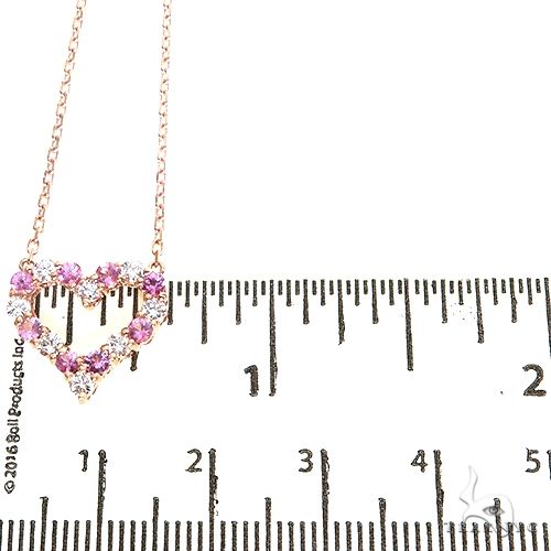 Pink Sapphire Diamond Heart Necklace 67483 - Image 5
