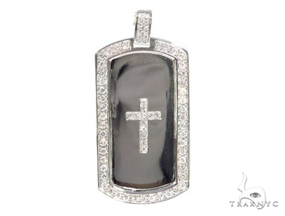 Prong Diamond Cross Crucifix Dog Tag 44894 - Image 1