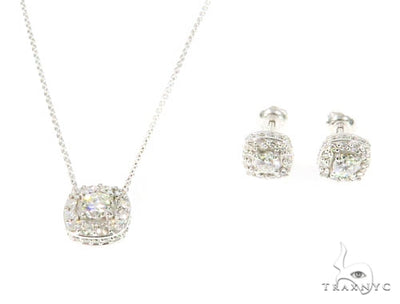 Prong Diamond Necklace and Earrings Set 45107 - Image 1