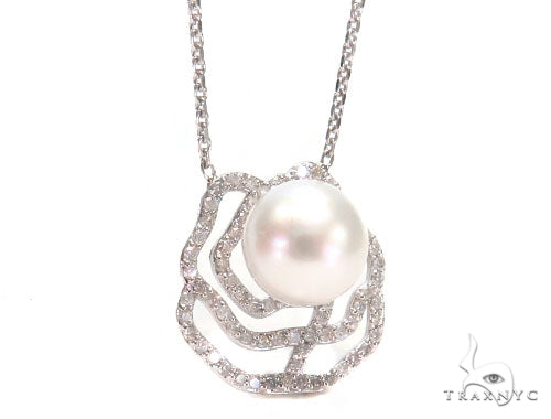 Rose Diamond Pearl Necklace 44602 - Image 4
