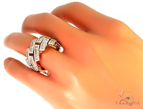 14K Yellow Gold Baguette Diamond Cuban Ring 66131 - Image 8