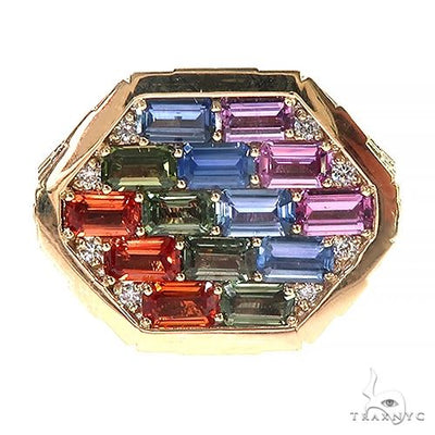 Sapphire Diamond Brick Hexagon Ring 66799 - Image 1