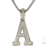 CZ Silver Initial(A) Pendant 24 Inches Franco Chain Set 58469 - Image 1