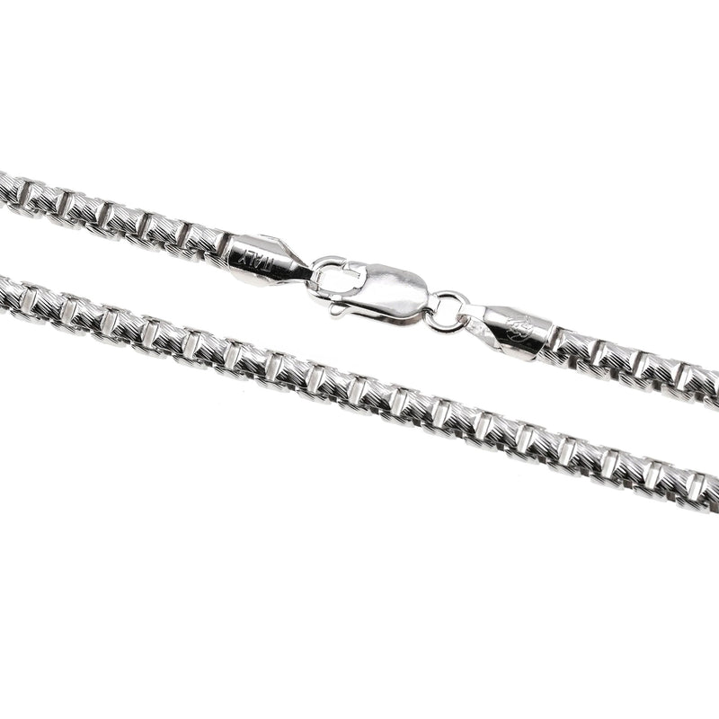Silver Solid Round Slashed Box Link Chain 3.5mm 20 Inches 70621 - Image 3