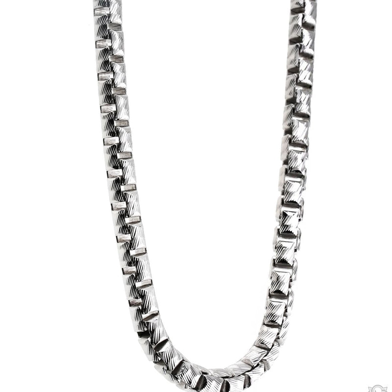Silver Solid Round Slashed Box Link Chain 3.5mm 22 Inches 70620 - Image 2