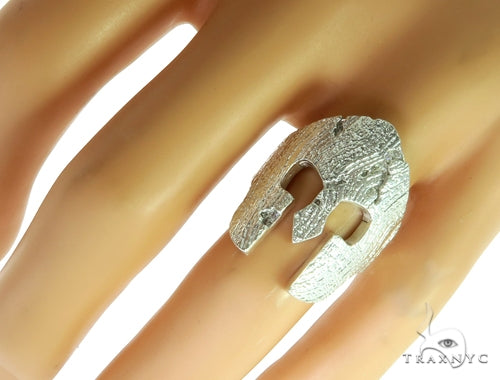 Silver Spartan Mask TraxNYC Prong Diamond Ring 57663 - Image 9