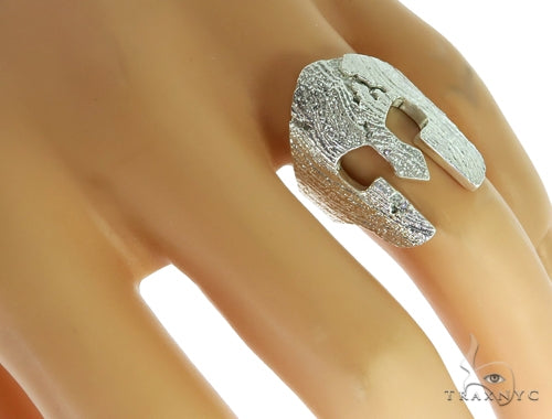 Silver Spartan Mask TraxNYC Prong Diamond Ring 57663 - Image 10