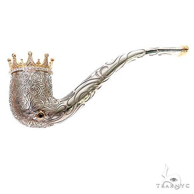 Silver and Gold Smoking Crown Diamond Pipe 67555 - Image 1